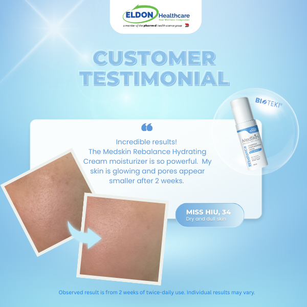 Eldon Medskin Rebalance Hydrating Moisturisation Cream Testimonials Review Reduce pore size